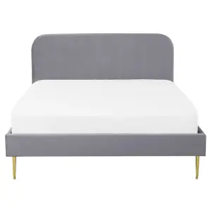 Velvet EU King Size Bed Grey FLAYAT