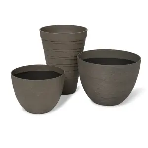 Blooma Momoka Grey Stone effect Plastic Plant pot (Dia) 50cm, (H)37cm, 52L