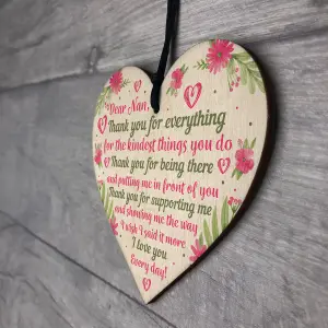 Red Ocean Mother's Day Gifts For Mum Nan Wooden Heart Nan Gifts For Grandparents Keepsake Plaque