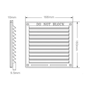 H-Smart Black Louvre Air Vent 6' x 6' Plastic Grille with Removable Flyscreen Cover