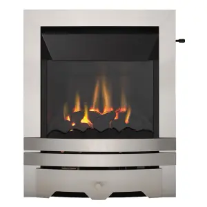 Focal Point Lulworth high efficiency Brushed stainless steel effect Slide control 4.05kW Gas Fire