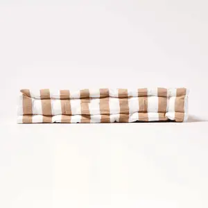 Homescapes Cotton Beige Thick Stripe Floor Cushion, 50 x 50 cm