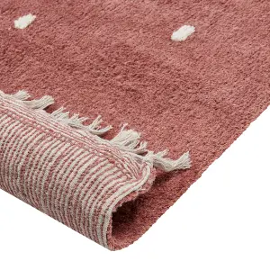 Cotton Area Rug Dotted 140 x 200 cm Light Red ASTAF