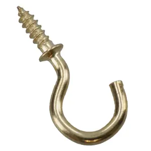 Shouldered Screw Hooks Fasteners Hanger Brass Plated 8mm Dia 16mm Length 17pc