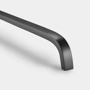 Gunmetal Grey Curved Cabinet D Bar Handle - Solid Brass - Hole Centre 448mm - SE Home