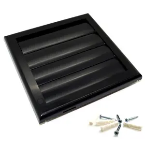 Black Gravity Grille 125 mm / 5" External Ducting Air Vent with Round Spigot and Non-Return Gravity Shutters for Extractor Fans