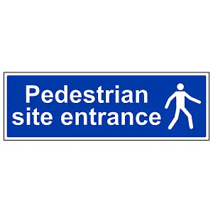 Pedestrians Site Entrance Safety Sign - Adhesive Vinyl 600x200mm (x3)