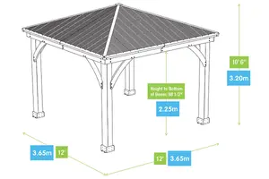 Meridian Gazebo 12ft x 12ft (3.7m x 3.7m) with Installation Service