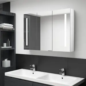 Berkfield LED Bathroom Mirror Cabinet 89x14x62 cm Shining White