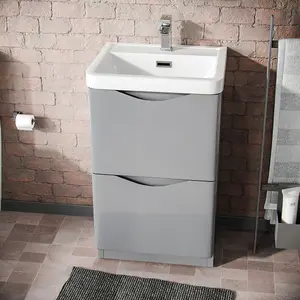 Nes Home 500mm Floorstanding Basin Vanity Unit Grey