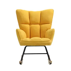 Cozy Comfort: Tufted Linen Upholstered Rocking Chair Yellow