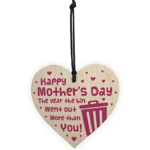 Red Ocean Funny Mothers Day Lockdown Gifts Novelty Gifts For Mum Wooden Heart Keepsake