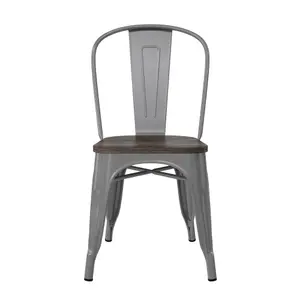 Fusion Dining Chair in Metal in Silver, 2 pieces