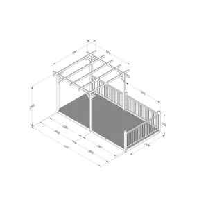 Forest Garden Natural Rectangular Pergola & decking kit, x3 Post x3 Balustrade (H) 2.5m x (W) 5.2m