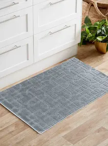 Ivy Washable Cubed Trellis Design Anti Slip Doormats Silver 40x60 cm