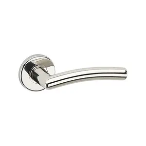 URBNLIVING 122mm Length 12Pcs Perpignan Metal & Polished Nickel Rose Lever Latch Door Handles Set