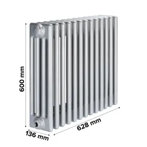 Acova Silver 4 Column Radiator, (W)628mm x (H)600mm