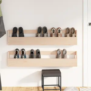 Berkfield Wall-mounted Shoe Racks 2 pcs 110x9x23 cm Solid Wood Pine