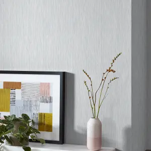 GoodHome Ciral Light grey Metallic effect Striped Textured Wallpaper Sample