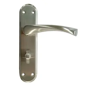 Genova Door Handles Satin Twist Lever Bathroom Lock Marina Backplate