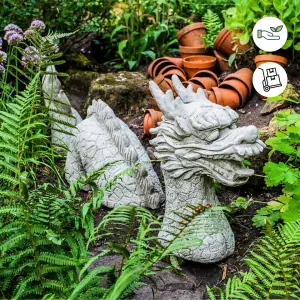 3 Piece Stone Cast Dragon Statue