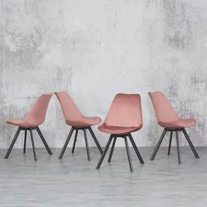 4 Rivas Velvet Upholstered Dining Chairs (Set of 4) Pink