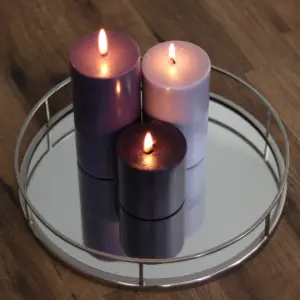 Pillar Candle Set of 3 Purple Candles by Laeto Ageless Aromatherapy - FREE DELIVERY INCLUDED