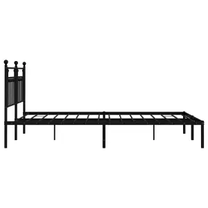 Berkfield Metal Bed Frame with Headboard Black 160x200 cm