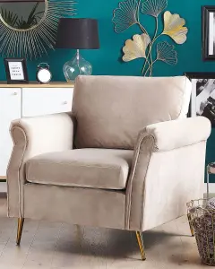 Beliani Retro Armchair VIETAS Velvet Taupe