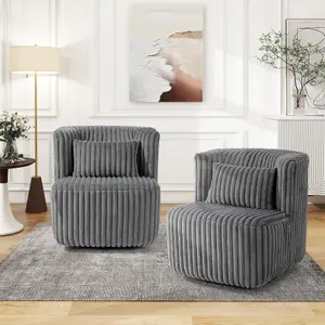 360 Degrees Babe Fleece Swivel Accent Chair Grey