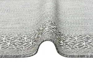 Grey Bordered Modern Easy To Clean Rug For Dining Room-200cm x 290 cm