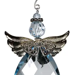 Acrylic Crystal Angel Hanging Figurine Ornament Light blue/Silver