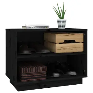 Shoe Cabinet Black 60x34x45 cm Solid Wood Pine