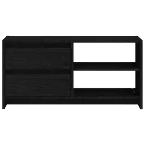 Berkfield TV Cabinet Black 80x31x39 cm Solid Pinewood