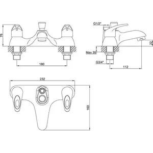 Nes Home Deck Mounted Bath Filler Shower Mixer Slider Rail and Handset Kit