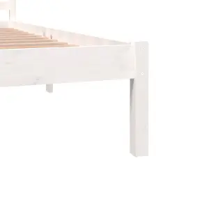 Berkfield Bed Frame Solid Wood Pine 180x200 cm White Super King Size