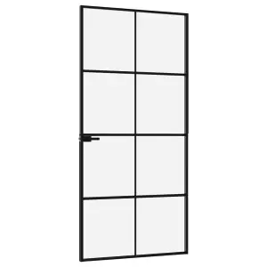 Berkfield Interior Door Black 93x201.5 cm Tempered Glass&Aluminium