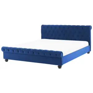 Velvet EU Super King Bed Blue AVALLON