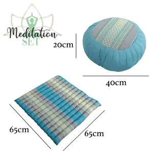 Yoga & Meditation Zafu Cushion And Zabuton Mat Set by Laeto Zen Sanctuary - INCLUDES FREE DELIVERY