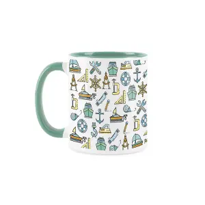 Purely Home Boat Builder Mug Fun Trades Gift - White and Turquoise Coffee/Tea Present Mug Gift