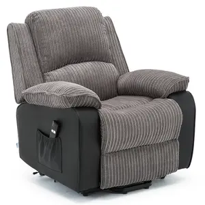 Postana Single Motor Electric Rise Recliner Jumbo Cord Fabric Armchair Electric Lift Riser Chair (Grey)