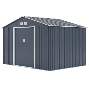 10 x 8 Double Door Metal Apex Shed (Dark Grey)