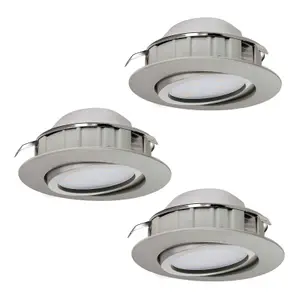 3 PACK Flush Ceiling Downlight Satin Nickel Plastic 6W Built in LED