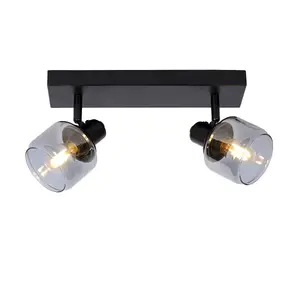 Lucide Bjorn Classic Twin Ceiling Spotlight - 2xE14 - Black