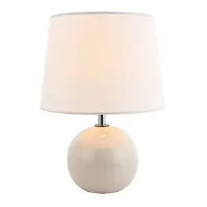 Traditional Classic Round Ceramic Table Lamp Base in Off-White Gloss Finish