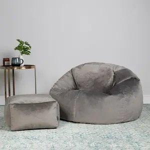 icon Aurora Classic Velvet Bean Bag Chair & Pouffe Charcoal Grey Bean Bag Chair