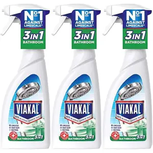 Viakal 3 in 1 Bathroom Limescale Remover Anti-Bacterial Spray 500ml (Pack of 3)