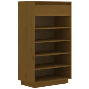 Berkfield Shoe Cabinet Honey Brown 60x34x105 cm Solid Wood Pine