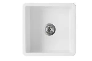 Clearwater Metro Ceramic White Kitchen Sink Single Bowl Undermount/ Inset - MET1040 + Waste Kit