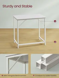 VASAGLE Computer Desk, Small Office Desk And Workstation, Work Desk For Home Office, Study, Bedroom,  Metal Frame, Maple White